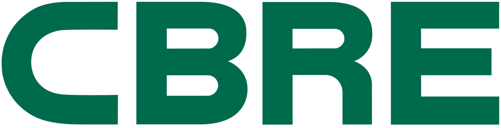 Green logo of cbre with bold, uppercase letters.
