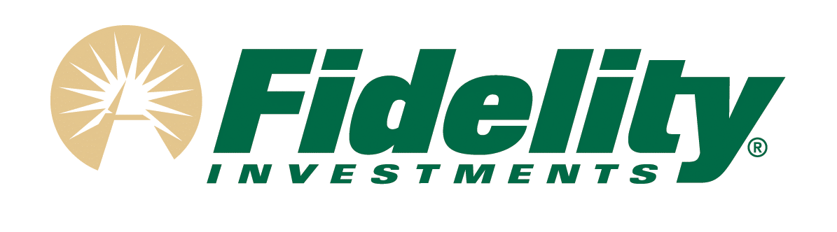 Logo of fidelity investments featuring a stylized yellow sun and starburst design next to green text.