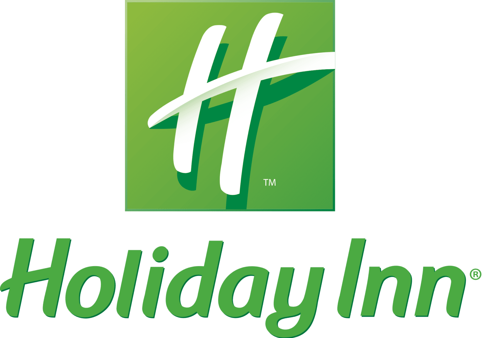 Logo of holiday inn featuring a stylized white "h" on a green background with the text "holiday inn" below it.