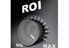 A black knob with the word roi and an image of a white spiral.