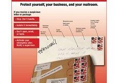 A poster with instructions on how to mail suspicious packages.